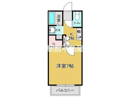 フィオーレ・モエ多布施(1K/1階)の間取り写真