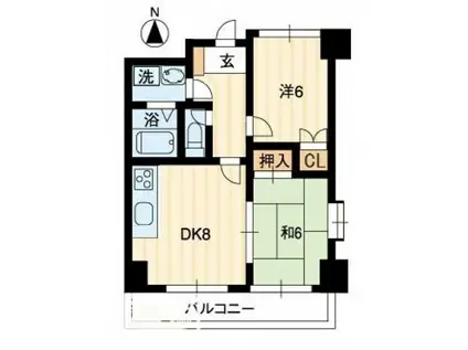 ホープスエイシ(2DK/2階)の間取り写真