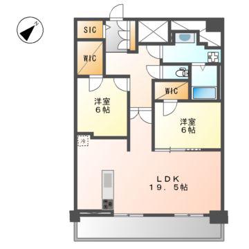 グランルクレ新栄イースト(2LDK/12階)の間取り写真