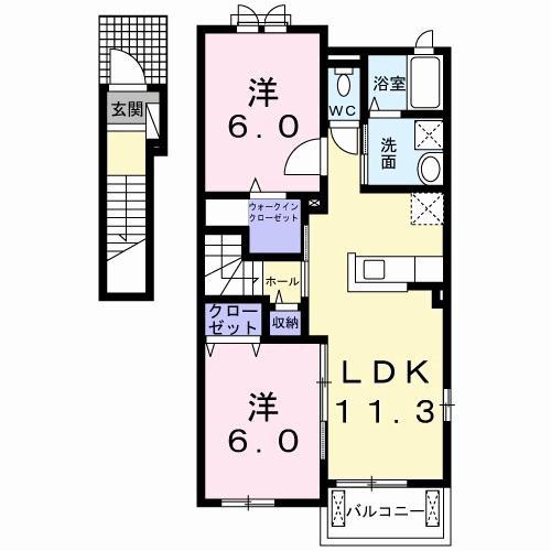 DAISYSROSETTEI(2LDK/2階)の間取り写真