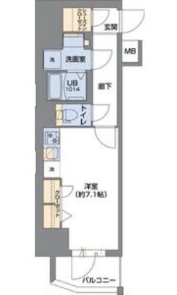 METROSA谷町六丁目サウス(ワンルーム/11階)の間取り写真