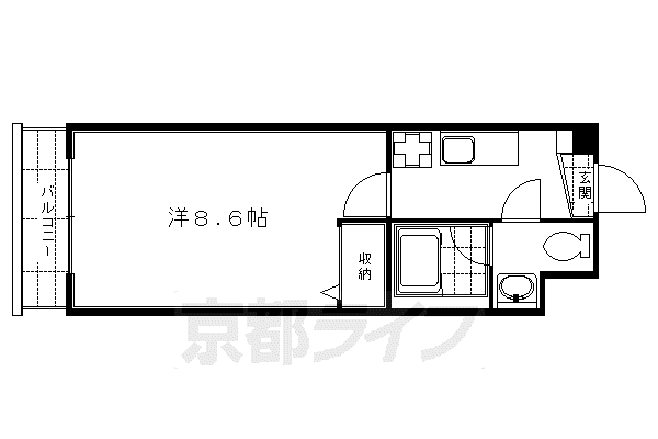 ヴィヨーム京都丹波橋(1K/4階)の間取り写真