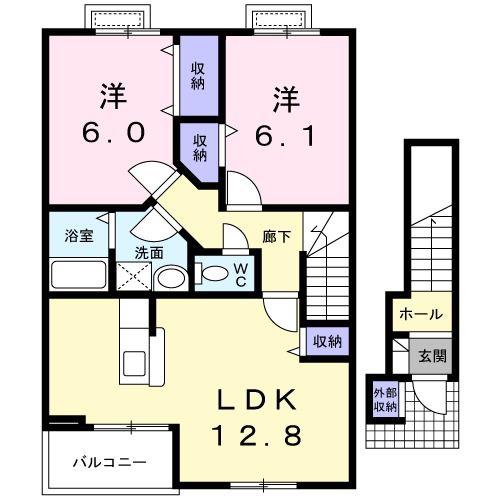 ピュアパレスII(2LDK/2階)の間取り写真