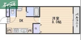 ピア大元駅前(1K/3階)の間取り写真
