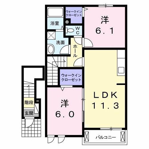 クリアネス 壱番館(2LDK/2階)の間取り写真