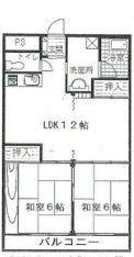 川杉・マンション(2LDK/3階)の間取り写真