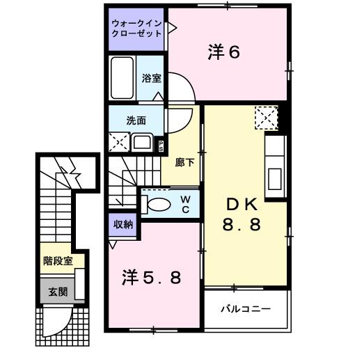 ALIVE IT 刻 II(2DK/2階)の間取り写真
