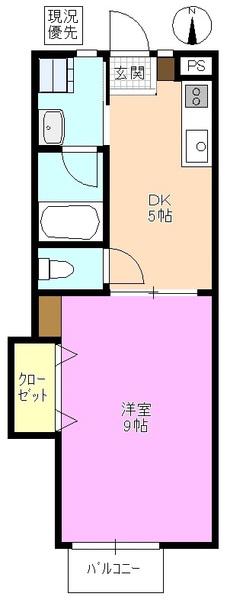オータムハイツ(1DK/1階)の間取り写真