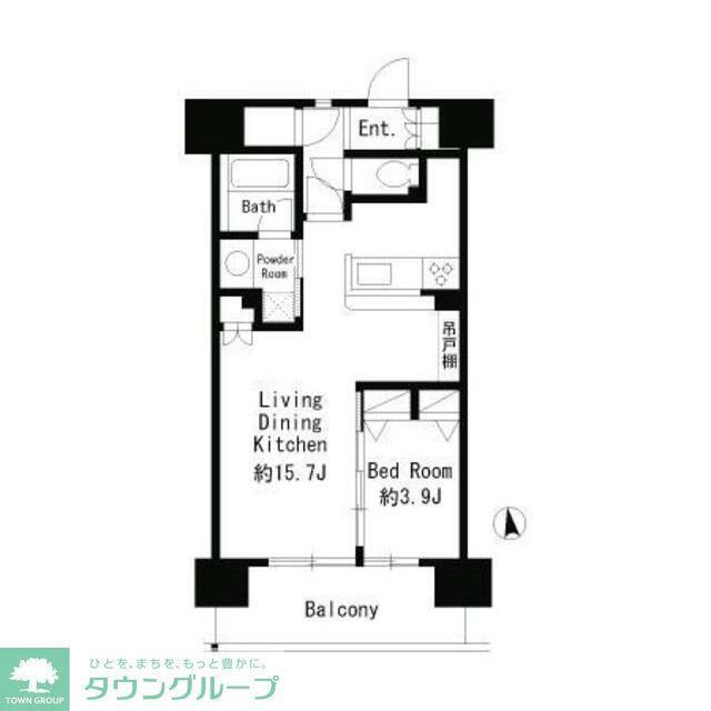 パークキューブ東品川(1LDK/7階)の間取り写真