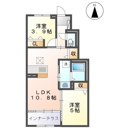 ラピスラズリ(2LDK/1階)の間取り写真