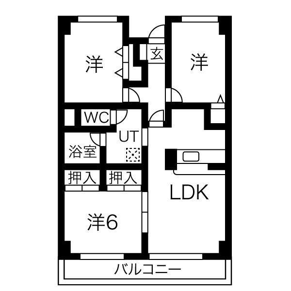 アーバンコートK(3LDK/3階)の間取り写真