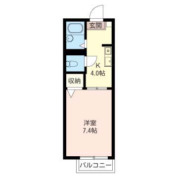 シャルム中成沢(1K/2階)の間取り写真