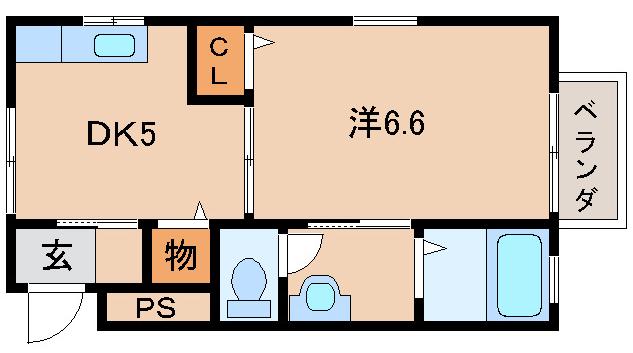 アクティ紀三井寺(1DK/1階)の間取り写真