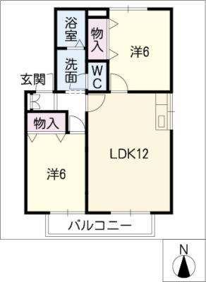 ラ・カーサHAKUOH(2LDK/1階)の間取り写真