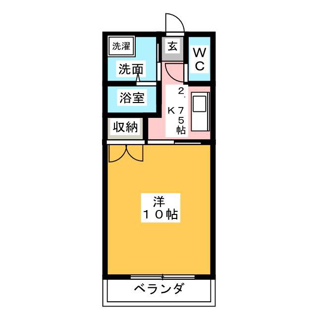 ハピネス(1K/1階)の間取り写真