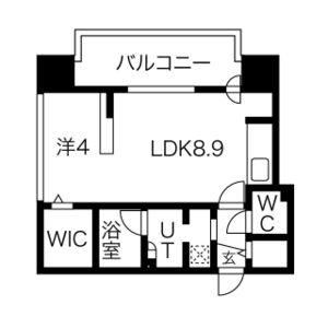 F中の島(1DK/5階)の間取り写真