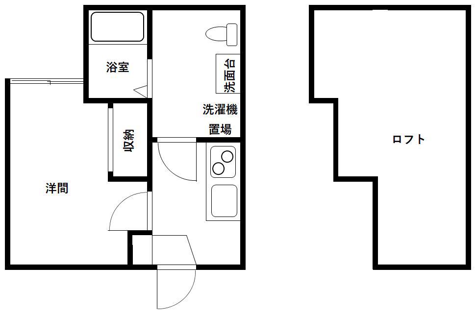 チェルカーレ箱崎(1K/2階)の間取り写真