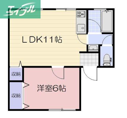 浦安西ビル(1LDK/3階)の間取り写真