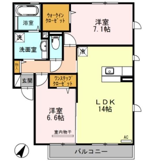 アルパッソ(2LDK/2階)の間取り写真