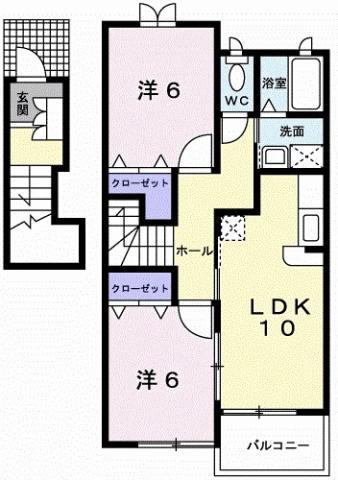 モーントシャインB(2LDK/2階)の間取り写真