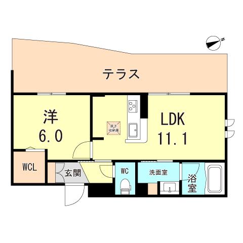 カーサ ピノ 5(1LDK/1階)の間取り写真