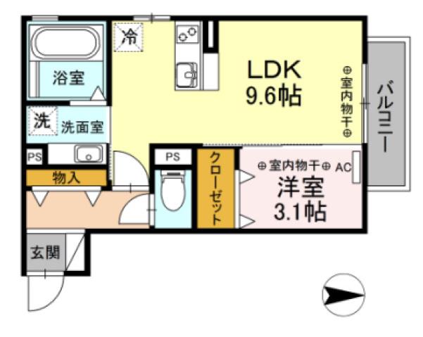 セレーネライツ(1LDK/2階)の間取り写真