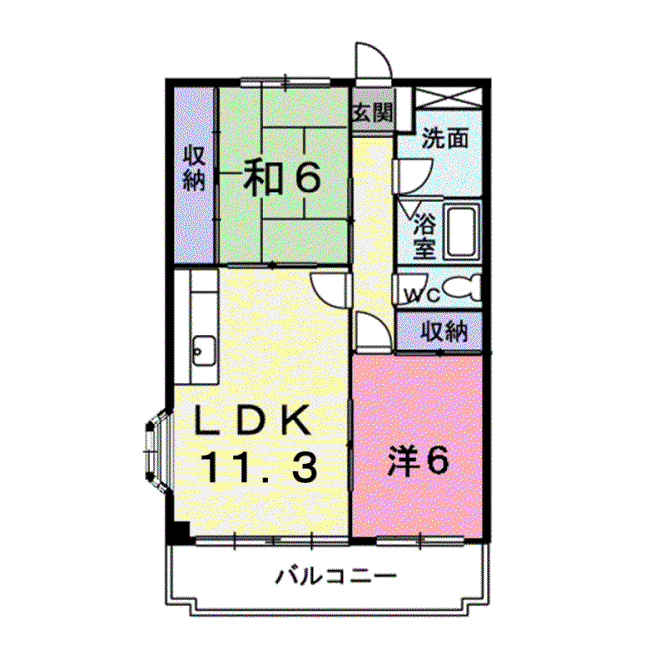 ガーデンヒルズフォー(2LDK/2階)の間取り写真