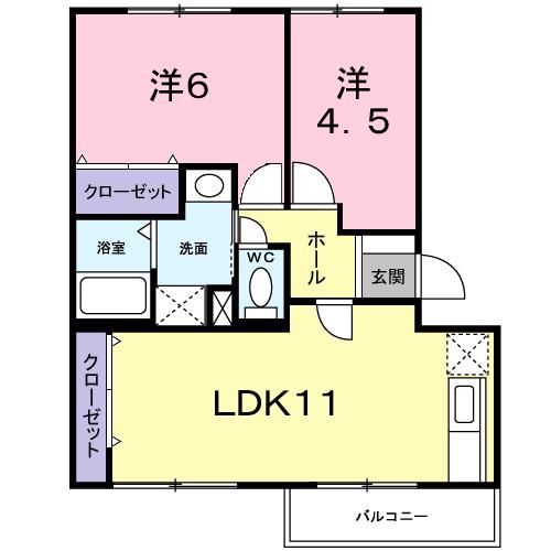 サンイーストヒル(2LDK/3階)の間取り写真