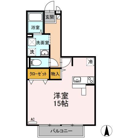 ヴィヴレ北金田(ワンルーム/2階)の間取り写真