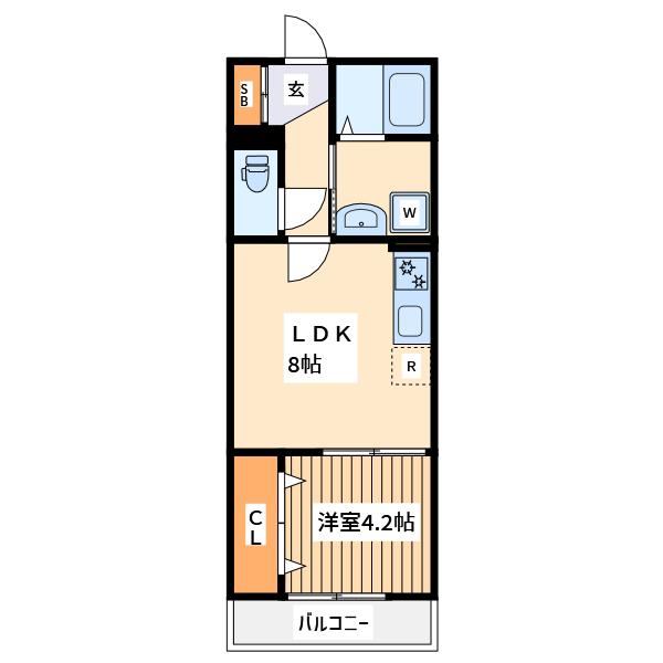 クロレ南流山Ⅲ(1LDK/3階)の間取り写真