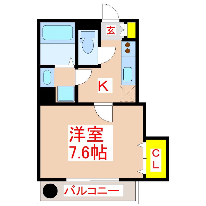 リテラス荒田壱番館(1K/2階)の間取り写真
