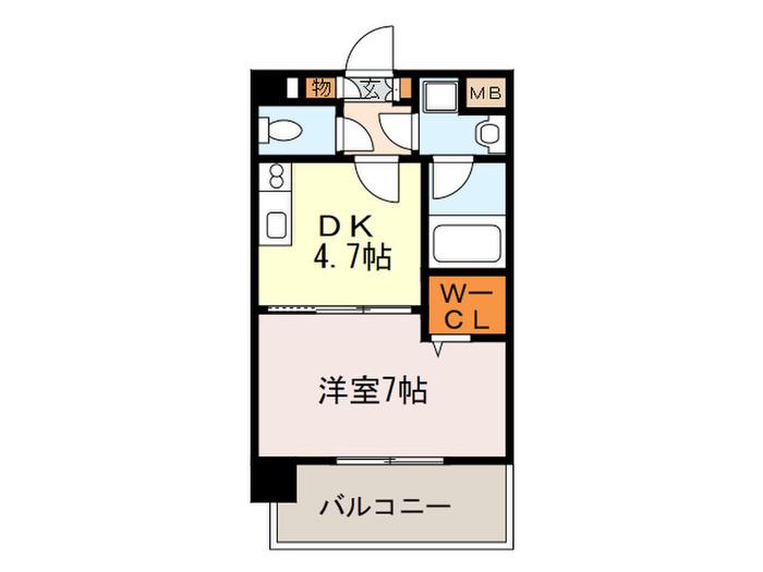ドリーム西新(1DK/8階)の間取り写真
