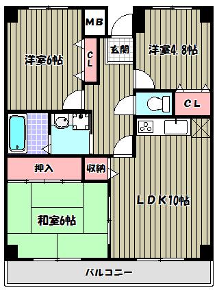 コンフォート津々山(3LDK/1階)の間取り写真