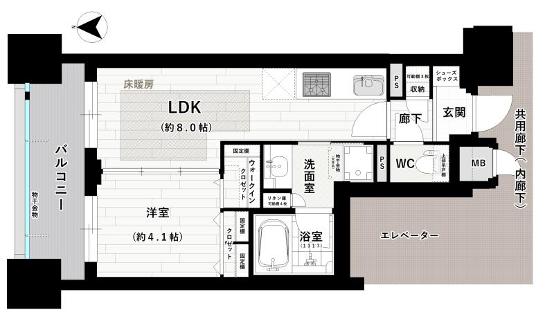 プレミスト堺筋本町ラディーナ(1LDK/12階)の間取り写真