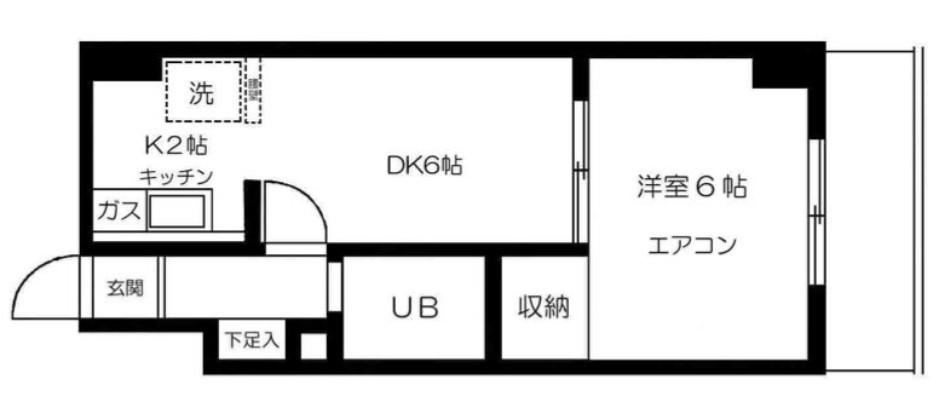 荒木第五ビル(1DK/5階)の間取り写真
