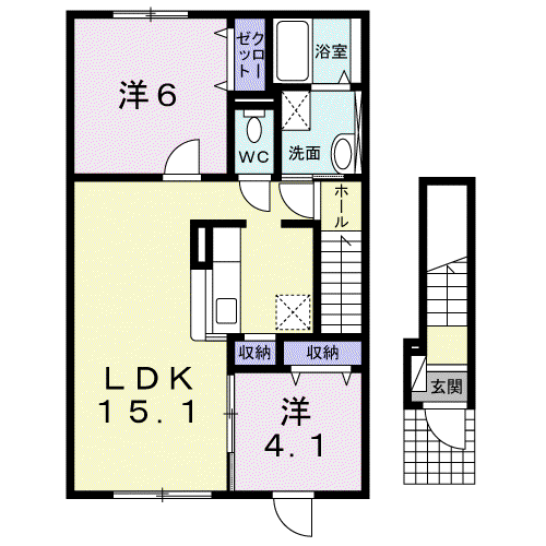アクティフ(2LDK/2階)の間取り写真