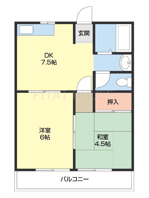 植松マンション(2DK/1階)の間取り写真