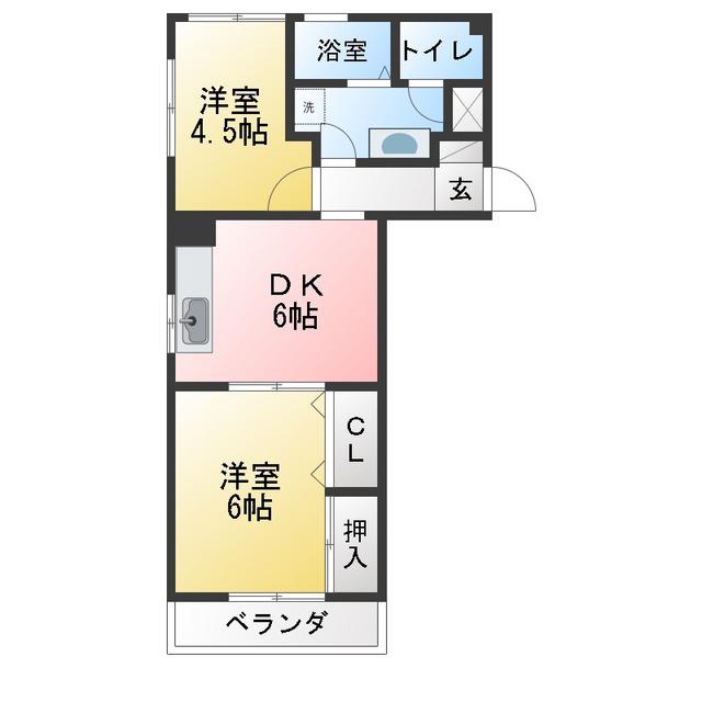 メゾンアムール三鷹(2DK/3階)の間取り写真