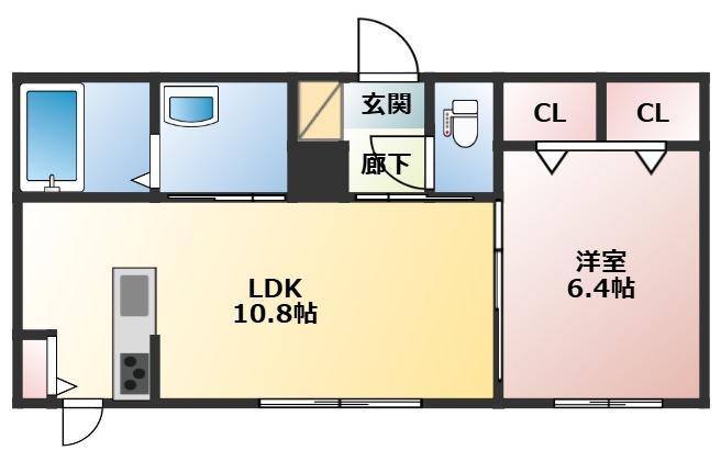 シャーメゾン宮里(1LDK/1階)の間取り写真