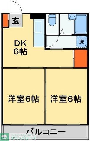 パインステージ(2DK/1階)の間取り写真
