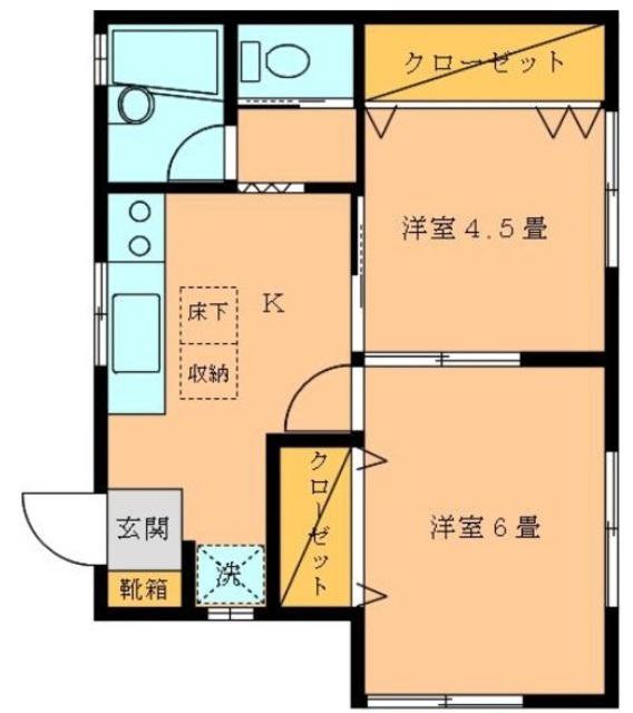 ハイムアミティエ(2DK/1階)の間取り写真