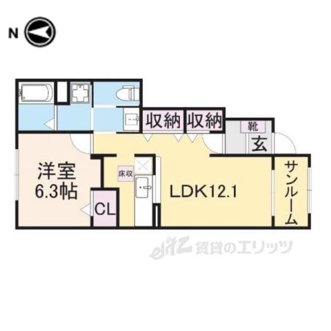 ボヌ-ルB(1LDK/1階)の間取り写真
