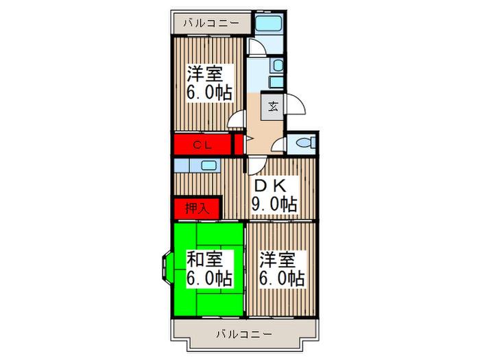 ファミールメゾン(3DK/3階)の間取り写真