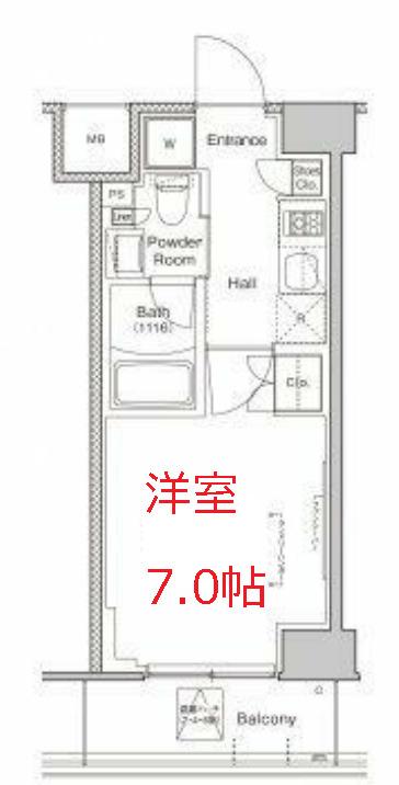 プラウドフラット南品川(1K/1階)の間取り写真