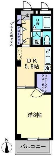 スピリア三条(1DK/4階)の間取り写真