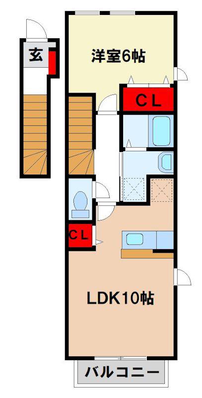 ベルコリーヌA(1LDK/2階)の間取り写真