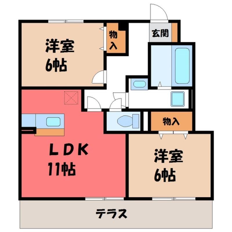 モン ビラージュA(2LDK/1階)の間取り写真