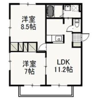 ティエラ B(2LDK/2階)の間取り写真