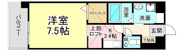 CROSS WAVE 嵐山(1K/3階)の間取り写真