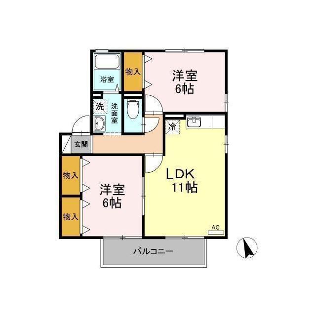 D-ROOM ピュアタウン(2LDK/2階)の間取り写真